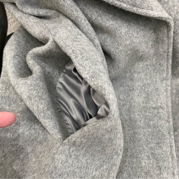 BADGLEY MISCHKA Nikki Mid Length Italian Cashmere Wool Leather Braid Coat XL - Picture 15 of 16